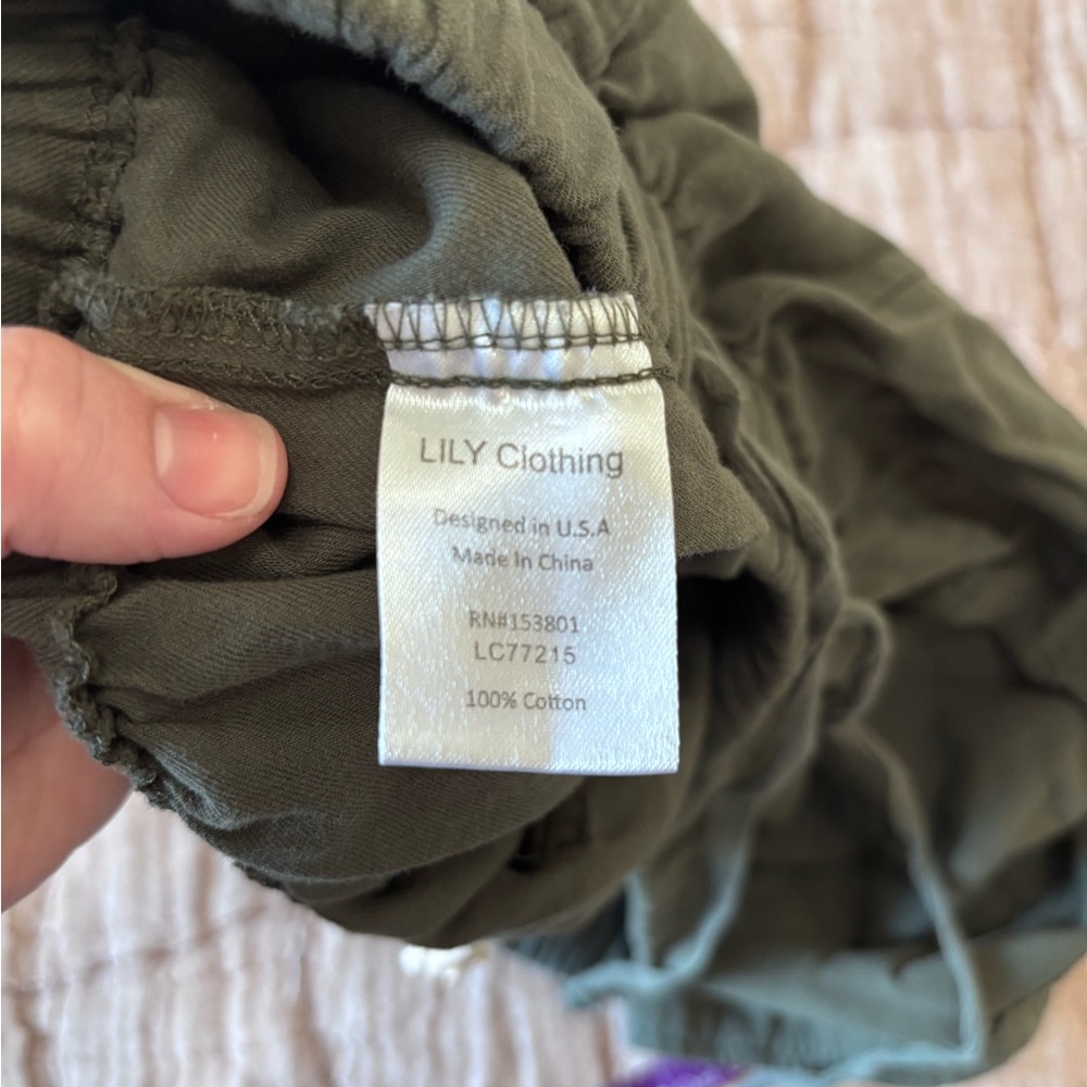 Lily Clothing 100% Cotton Drawstring Shorts, Olive Green, Size XL - Picture 8 of 9